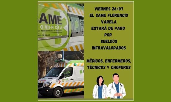 Paro en SAME de Varela, por reclamo salarial y falta de personal
